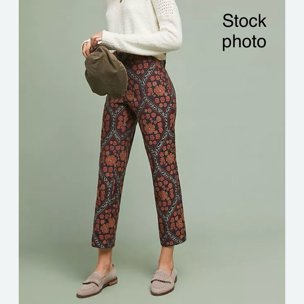 BNWT ANTHROPOLOGIE JACQUARD STRAIGHT LEG PANTS